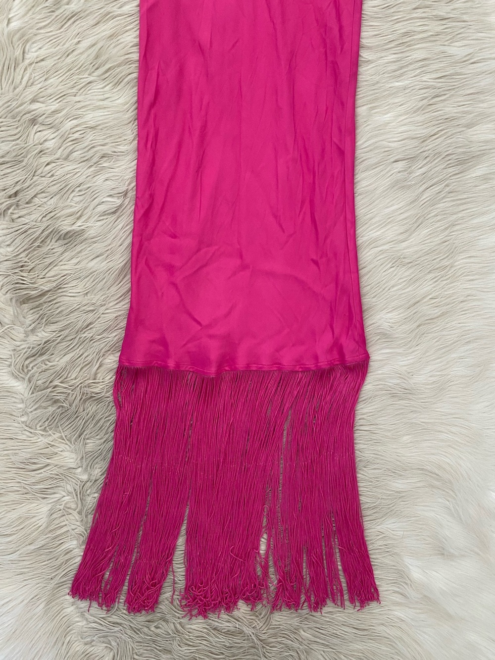 Camila Coelho Payton Maxi Dress Hot Pink Halter Neck Sleeveless Fringe Hem S - Picture 4 of 11